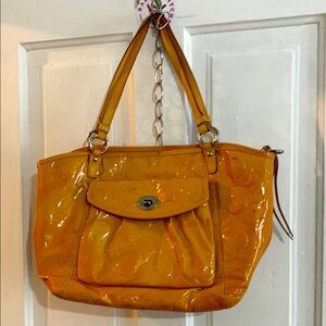 Coach Yellow Patent Leather Rehab Tote Bag